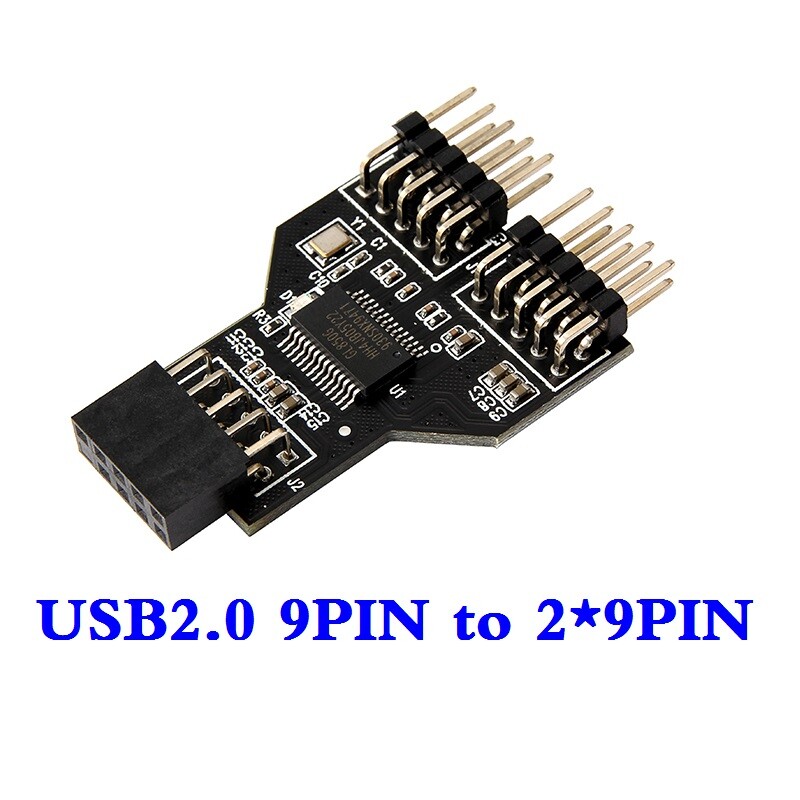 USB2.0 motherboard 9Pin to dual 9Pin Male adapter USB 9pin-2x9pin Splitter board