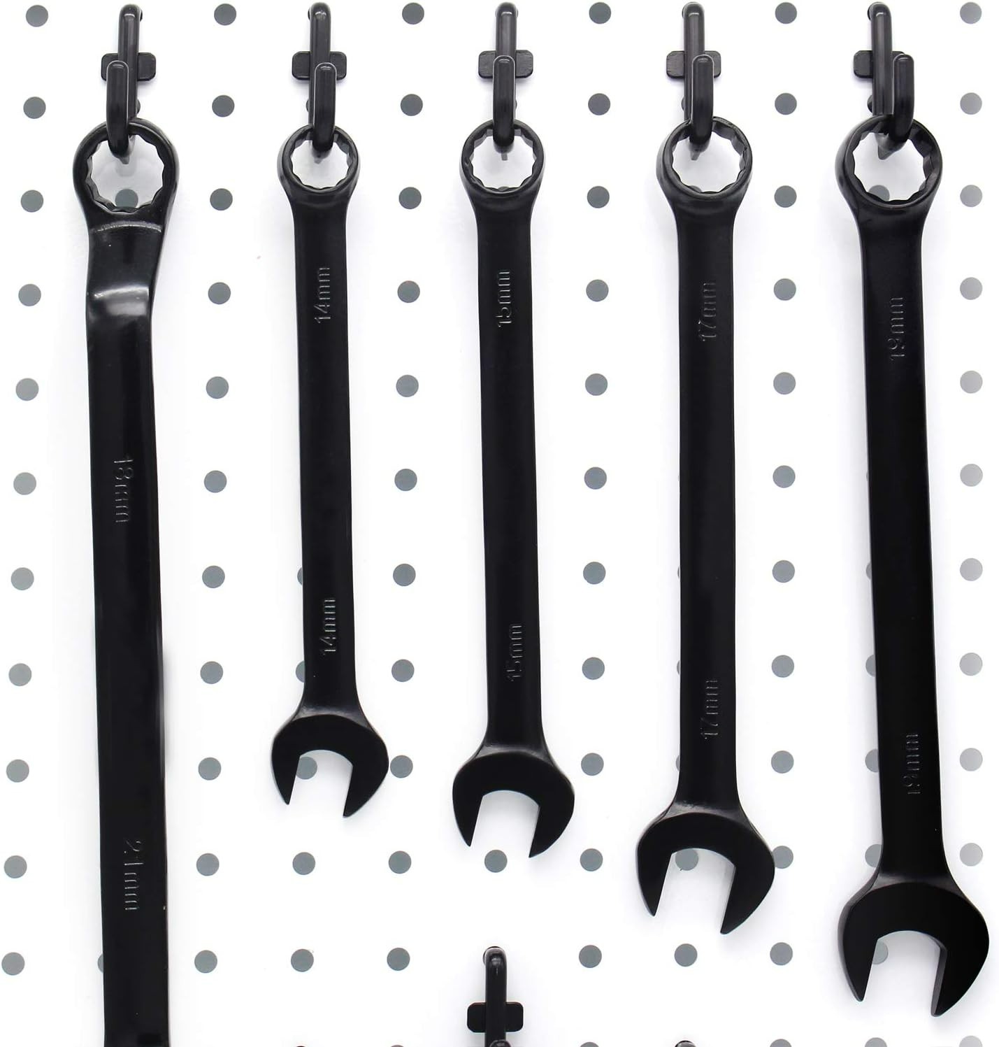 100 Count Black Peg Hooks - Adjustable Metal J Hooks for Organizing & Safety