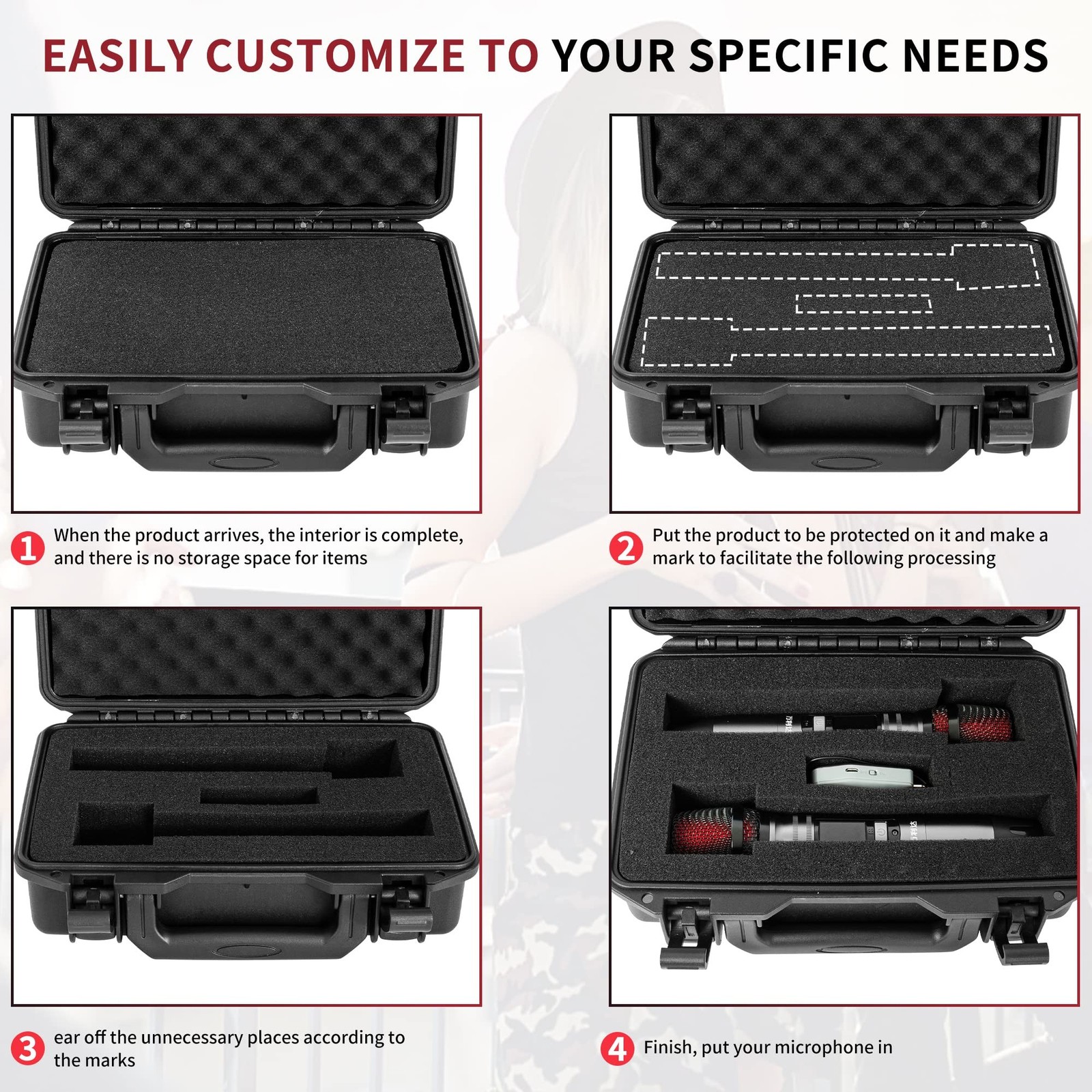 Waterproof Hard Carrying Case,Shockproof Storage Box with Customizable Foam,1...