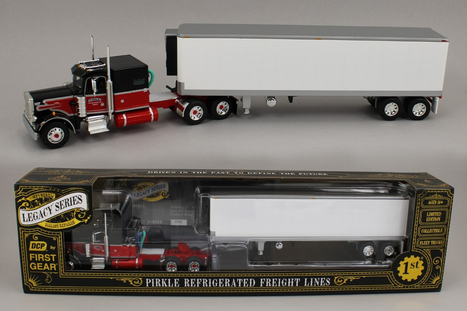 DCP 1:64 *LEGACY SERIES #1* PIRKLE Black & Red 359 60" Flattop w/Reefer Trailer
