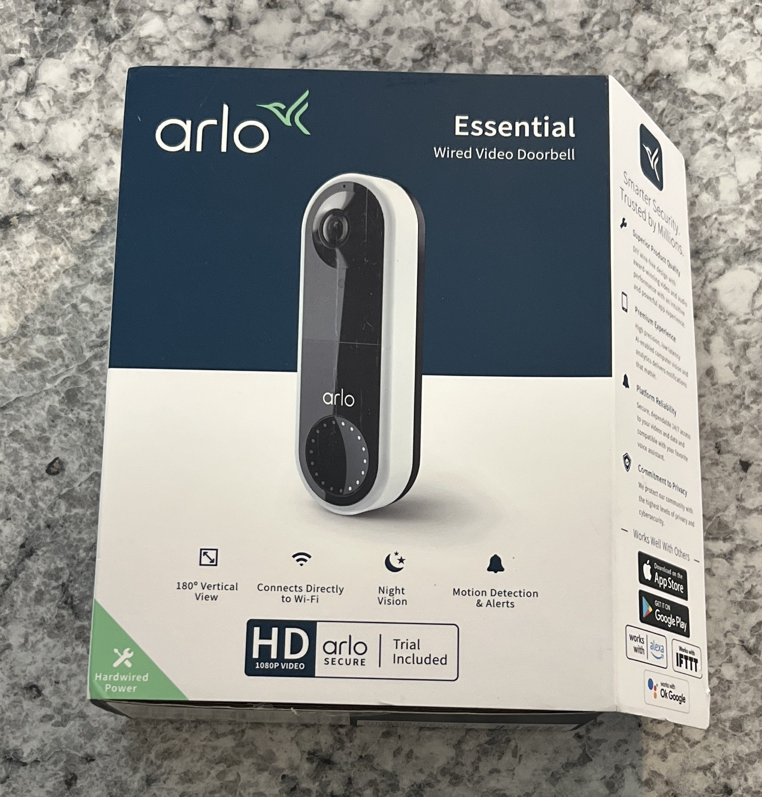 Arlo Essential Wired Video Doorbell Wi‑Fi 180° Night Vision Siren AVD1001