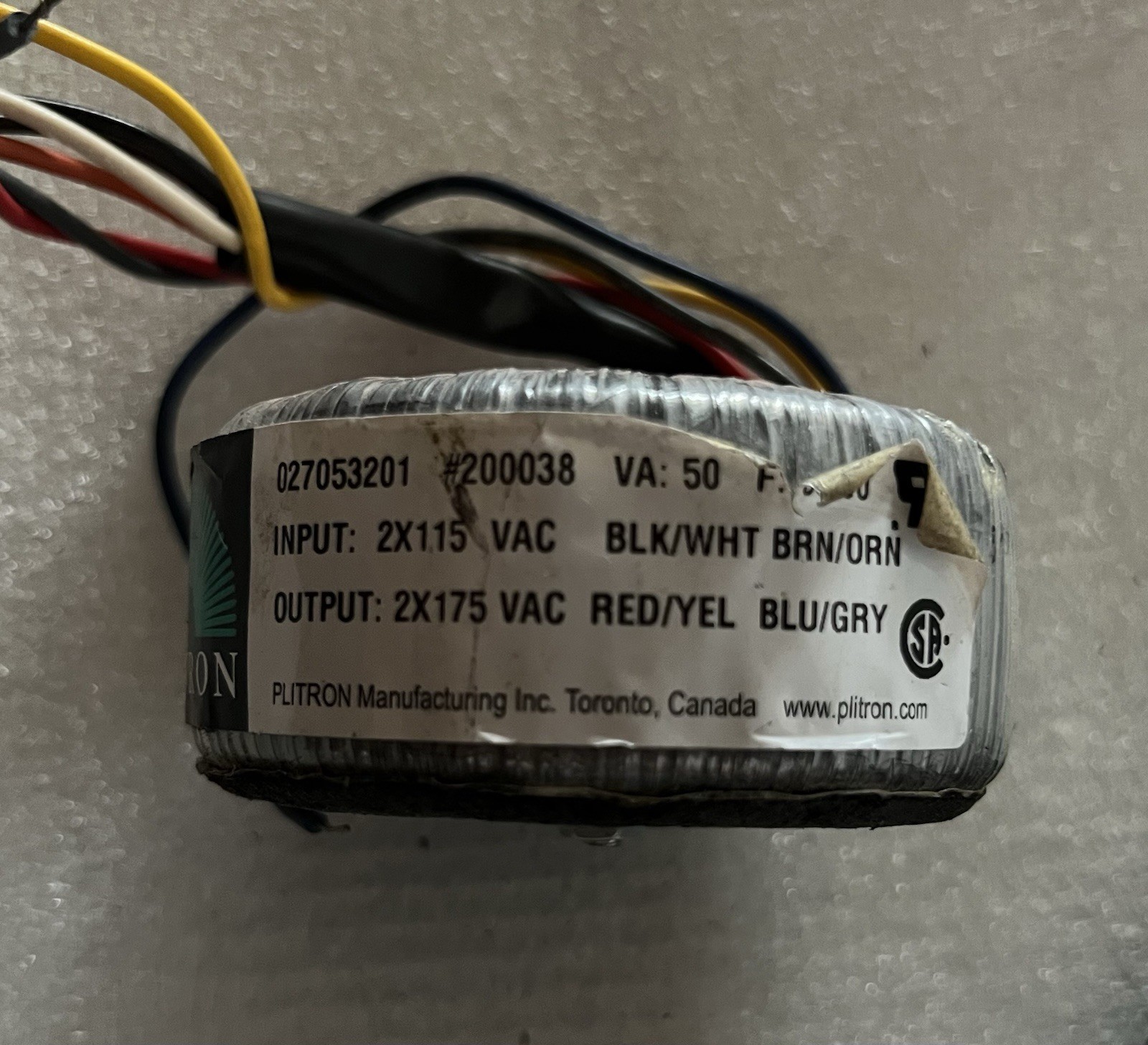 Plitron 2x 175V 350V Toroid Transformers 027053201