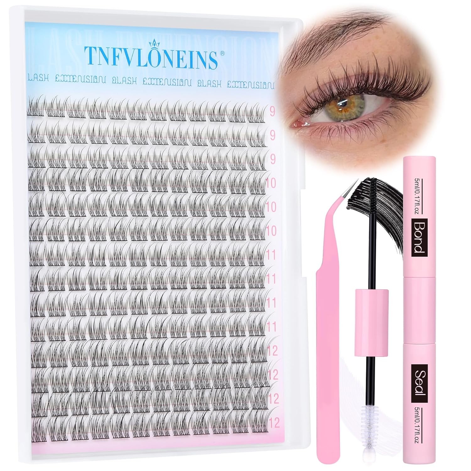 Natural Lash Extension Kit 168Pcs Clusters Wispy Eyelash BLACK