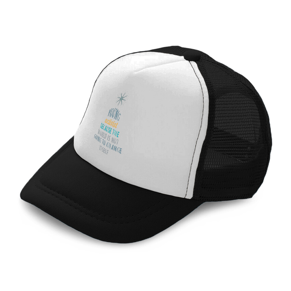 Kids Trucker Hat Young Activist World Going to Change Itself Polyester