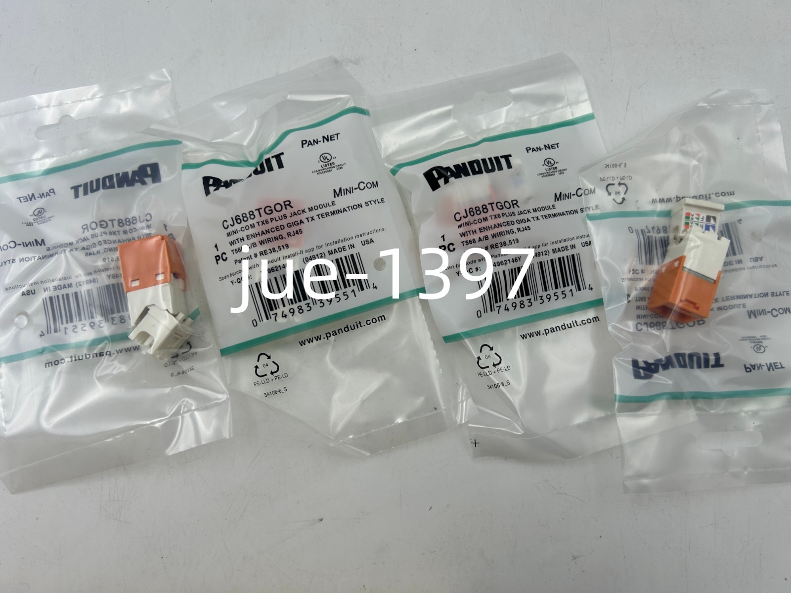 Panduit Giga TX Cat6 jack Orange CJ688TGOR BOX OF 50. Free shipping！