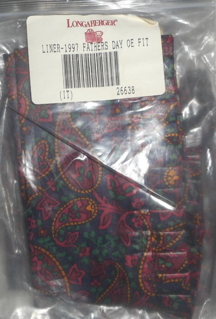 Longaberger 1997 Fathers Day OE FIT Liner Paisley #26638