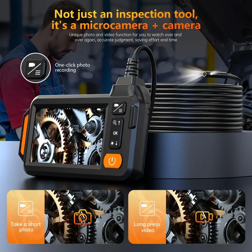 Upgrade Endoscope Camera with Light, 4.3' IPS Screen 1080P HD Inspection Camera