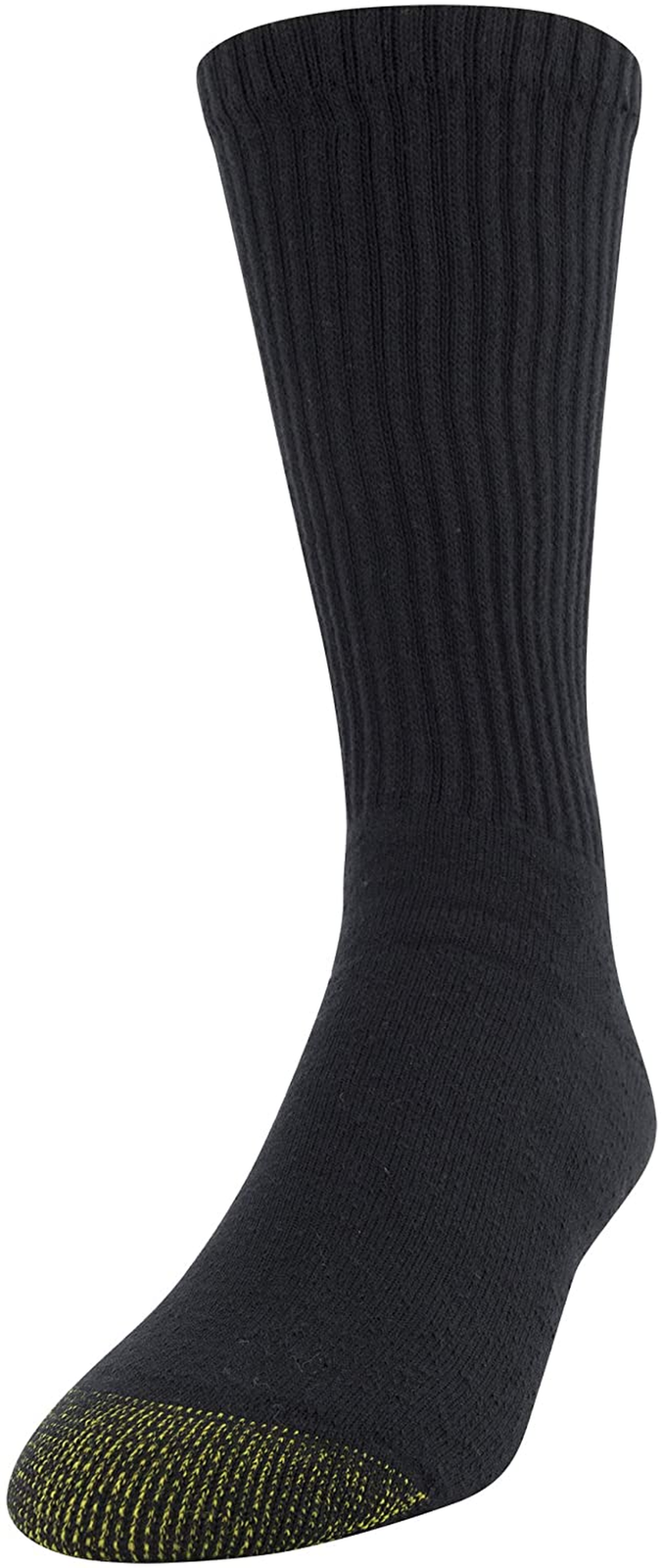 Gold Toe Mens Cotton Crew Athletic Sock black, 6-Pack Sock Size 13-15 shoe 12-16