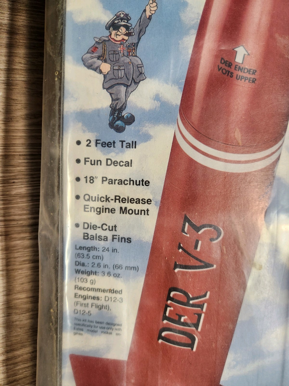Estes Der V3 #1970 Flying Model Rocket Kit Oop, Extremely Rare Vintage Rocket