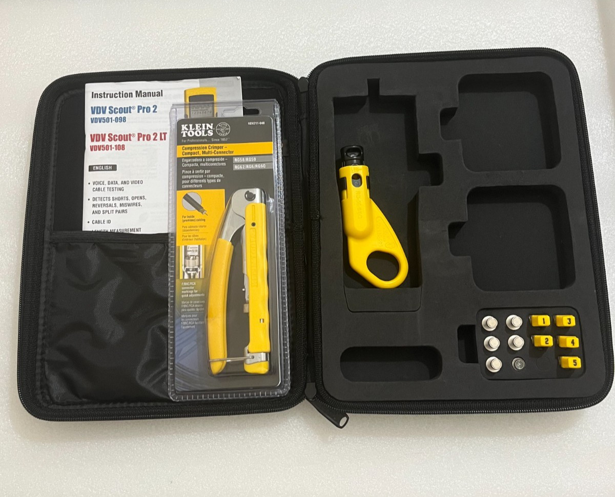 Klein Tools LanMap /CoaxMap Kit 11 pcs and new VDV211-048 and Scout Pro 2 Case