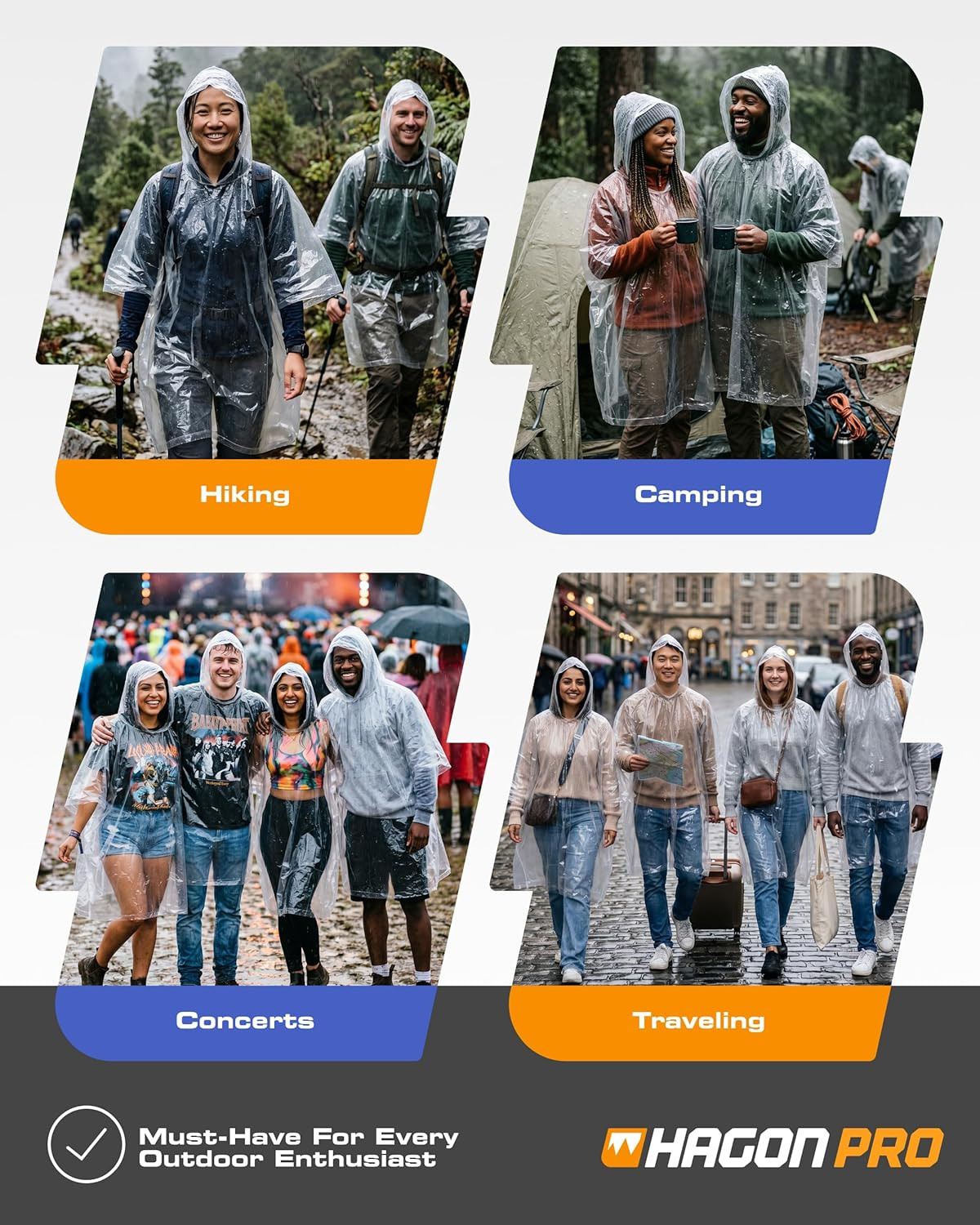 Disposable Rain Ponchos for Adults (5 Pack)
