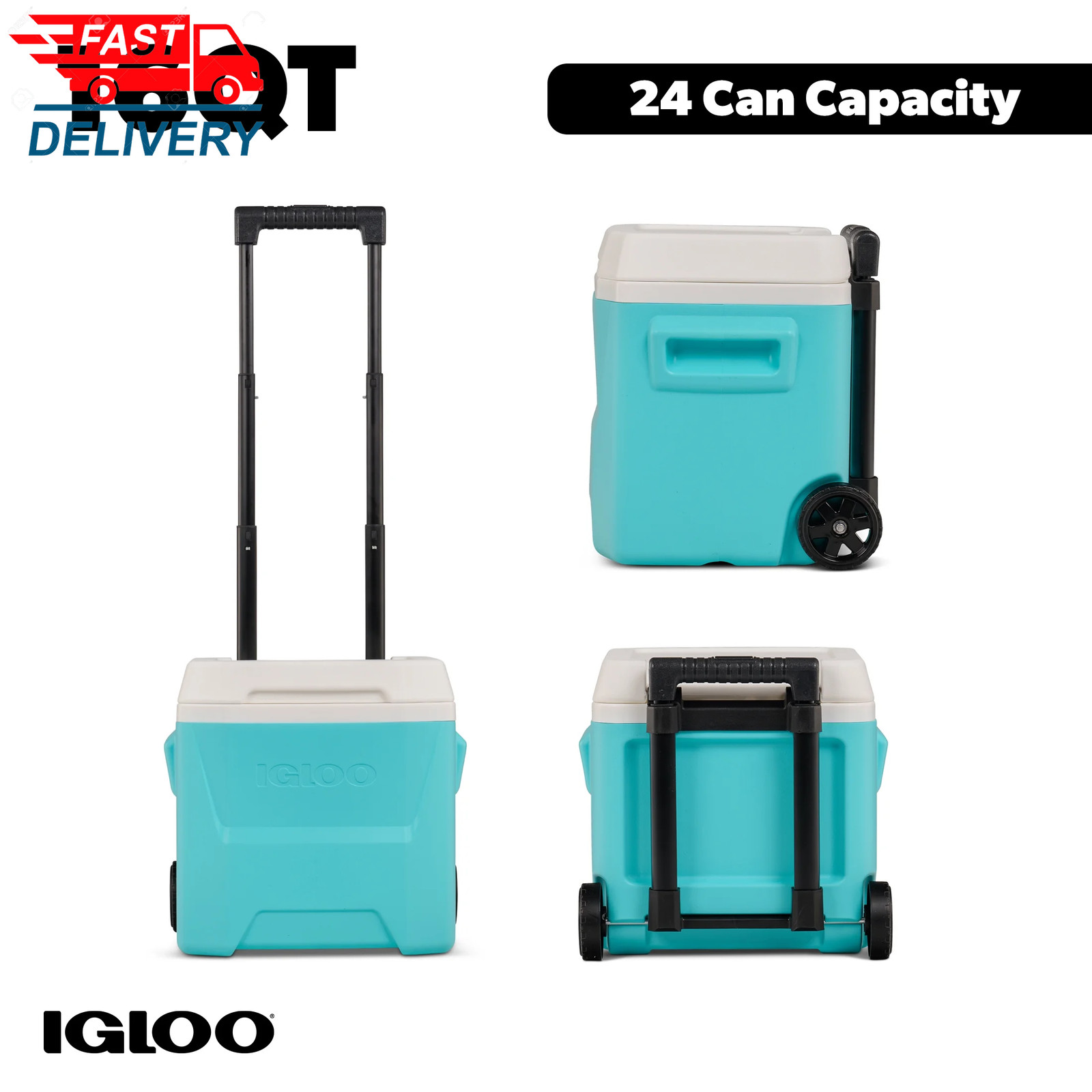 16 QT Laguna Hard Sided Ice Chest Cooler with Wheels, Aqua Blue 💪👌