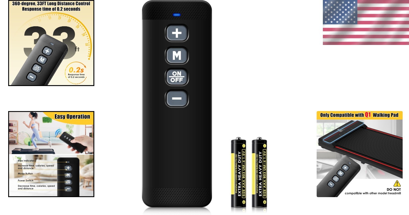 Replacement Remote for Walking Pad Q1 - Includes Batteries, Lightweight, Durable