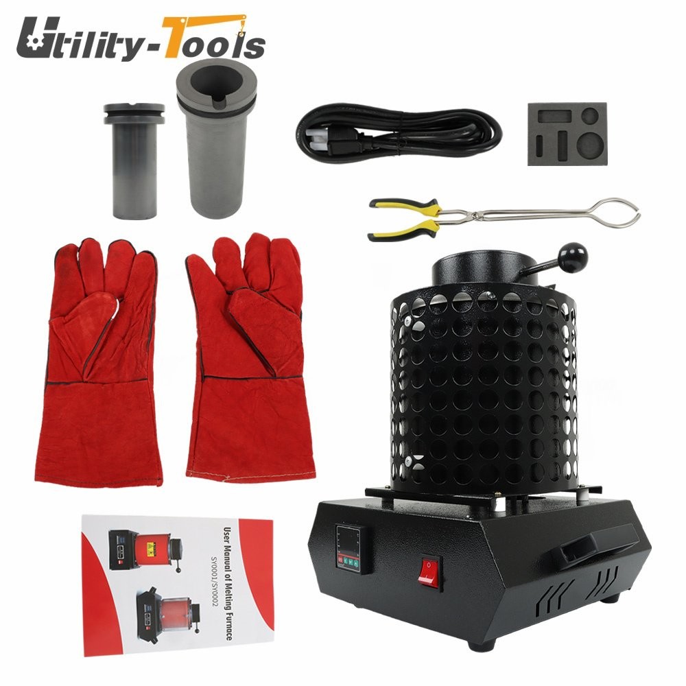 1400W 110V 1100 °C / 2100°F Gold Electric Digital Smelting Furnace 1+3 KG