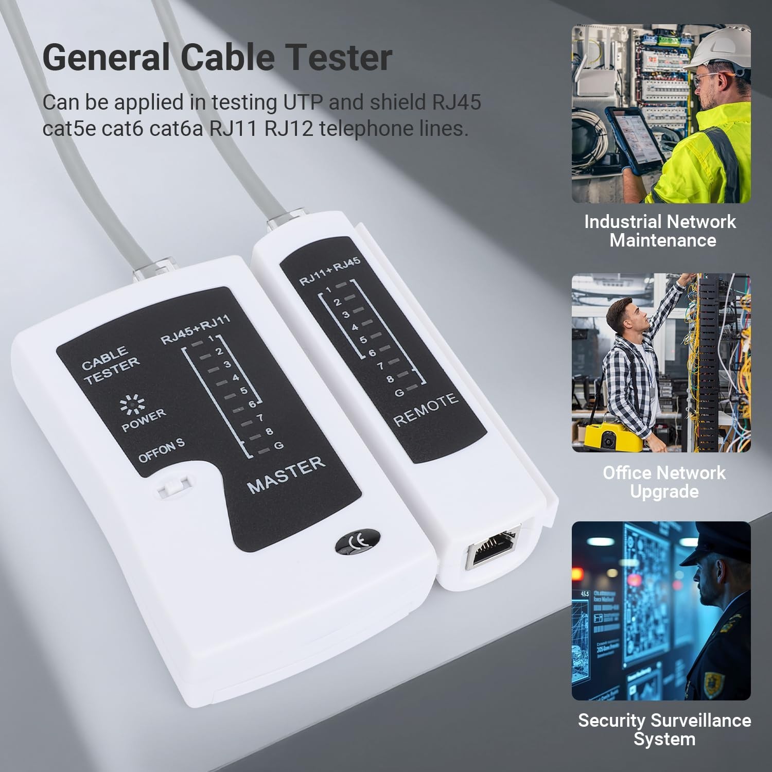 RJ45 Ethernet Cable Tester - Automatic, Remote Testing for Cat5 to Cat7 & RJ11
