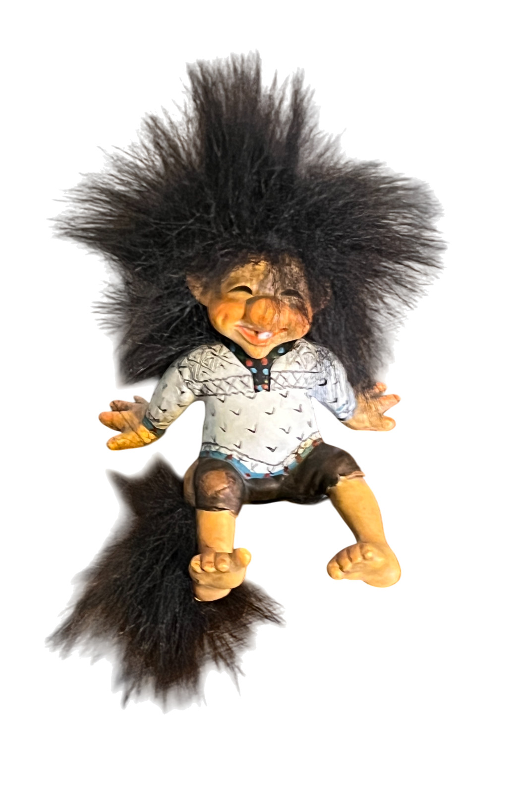 Norwegian Troll Doll with Wild Hair Candy Designs Folk Art Vintage Shelf Sitter