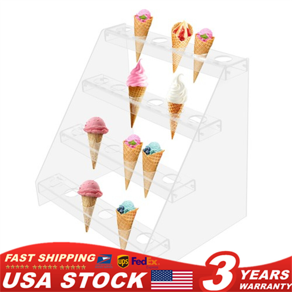 1.5inch Dia. Ice Cream Waffle Cone Holder 24 Slot Retail Display Stand 4 Layers