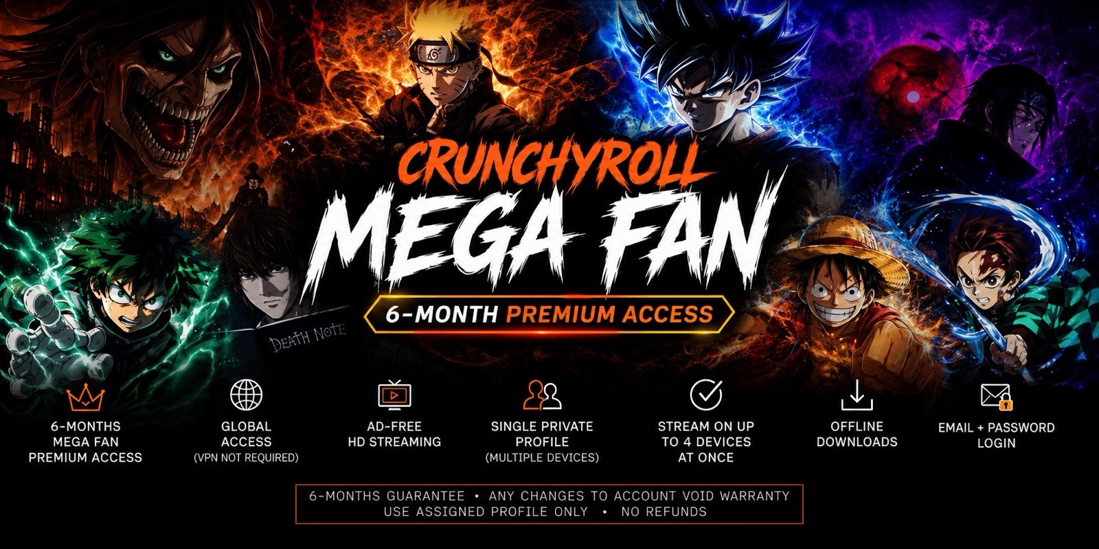 🥕 Crunchyroll Mega Fan | 6 months| Private Profile | 🛒 Instant