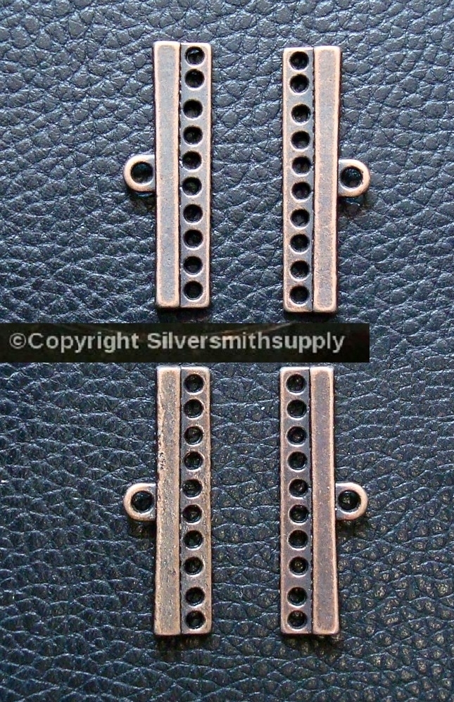 10 hole separator spacer bars multiple strand necklace copper plt 4pcs FPC171