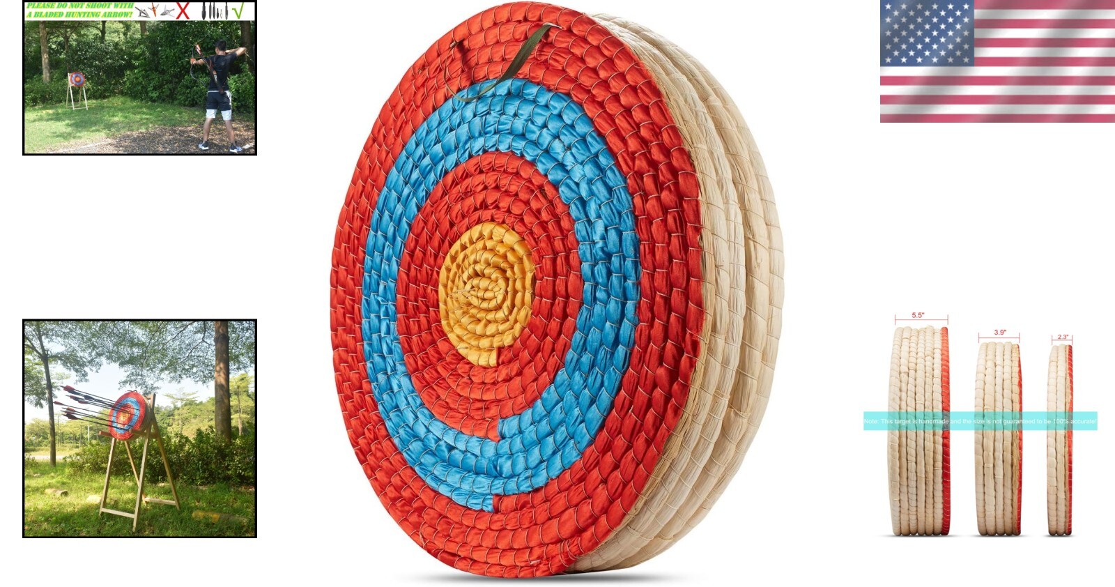 Hand-Made Decorative Straw Archery Target with Arrow Puller - Artisan Crafted