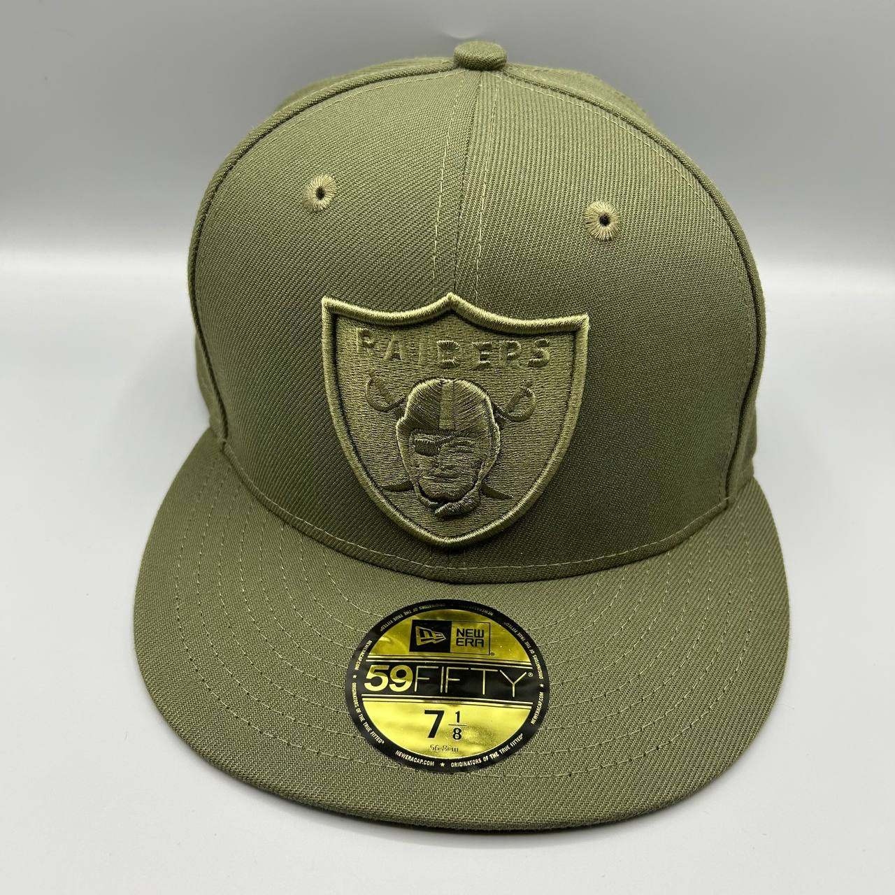 Las Vegas Raiders Hat Men 7 1/8 Green Embroidered 59Fifty New Era Fitted Cap New