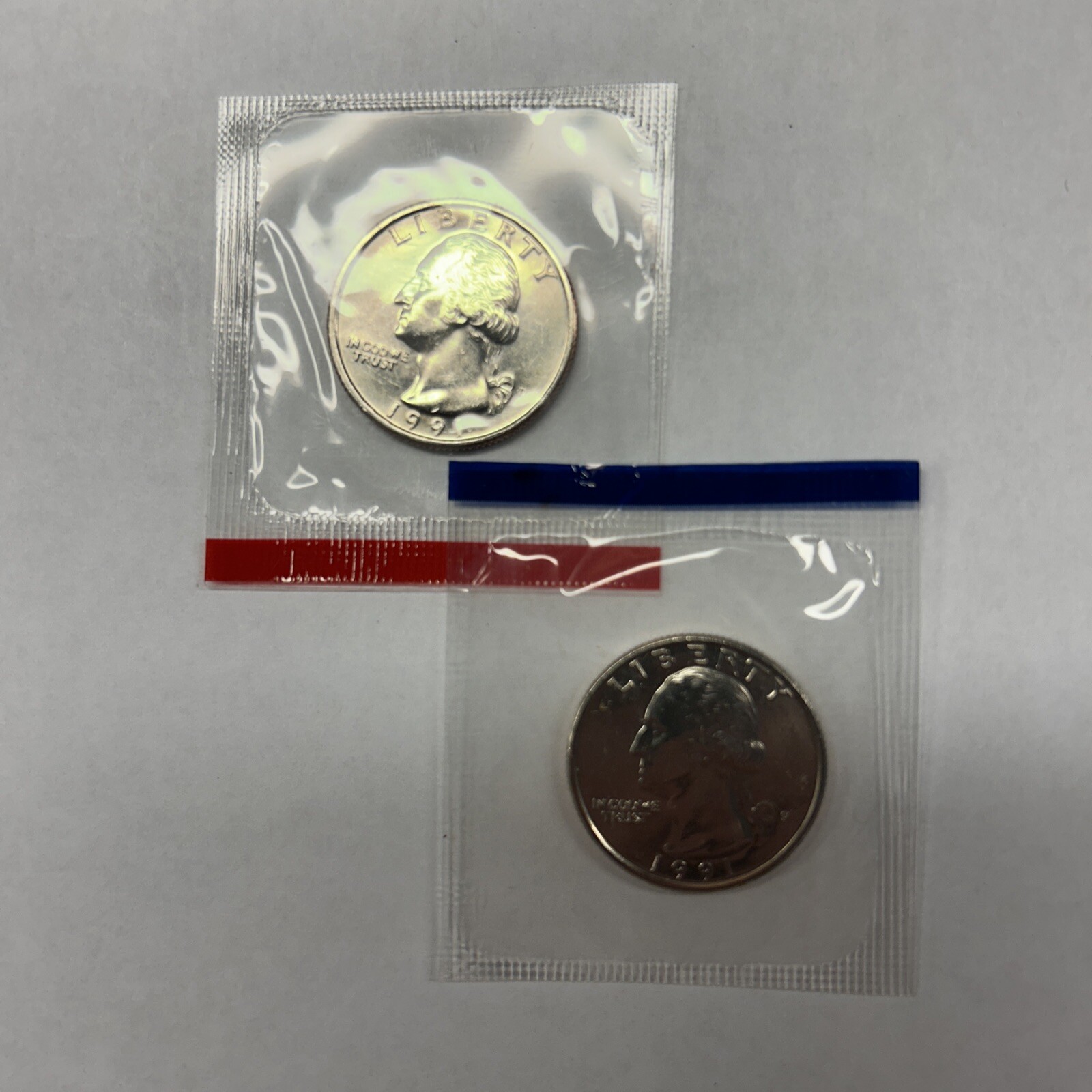 1991 P&D Washington Quarters from Mint Set in Mint Cello