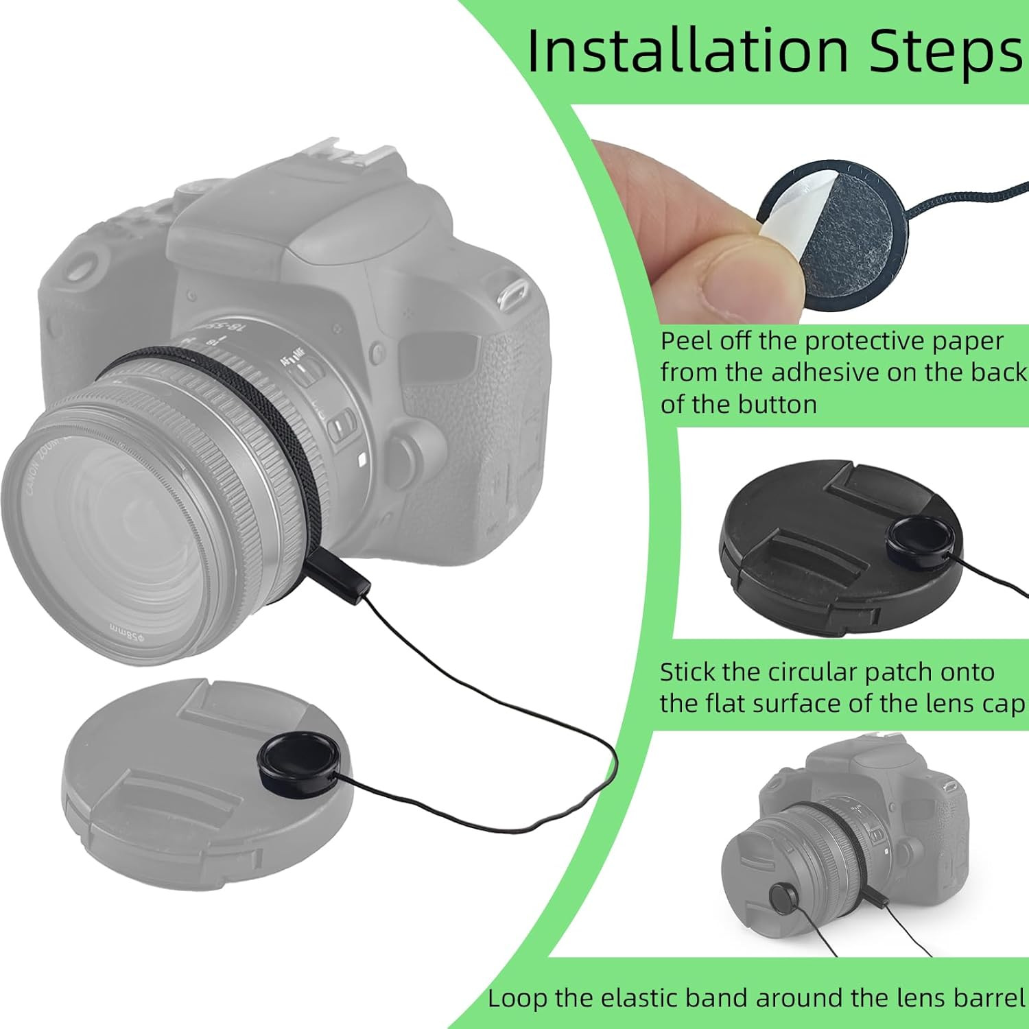5 Pack Lens Cap Leash,Lens Cap Tether,Lenses Caps Keeper with Elastic String,...