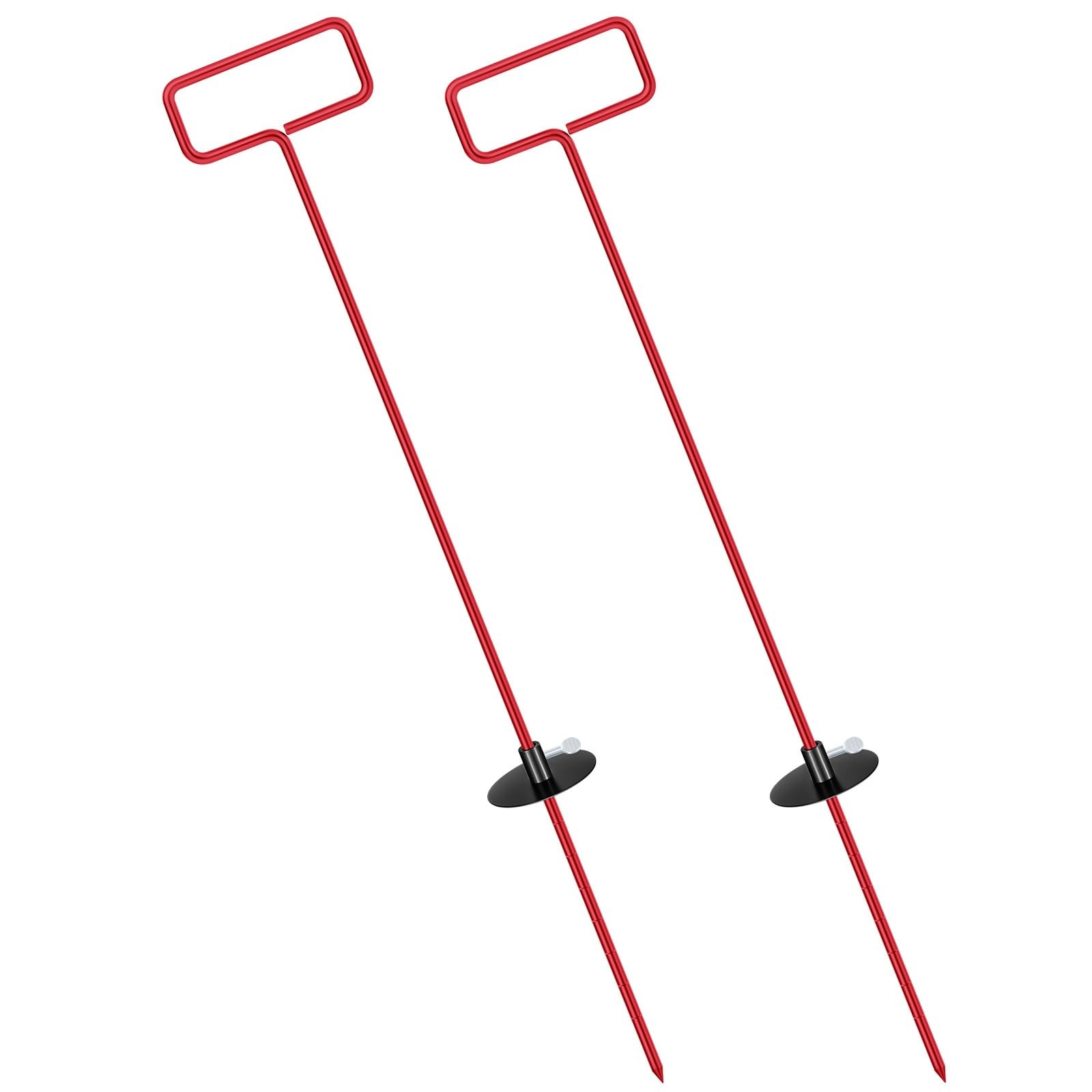 Saysurey 2 Pcs Asphalt Depth Gauge 30 Inch Adjustable Metal Red