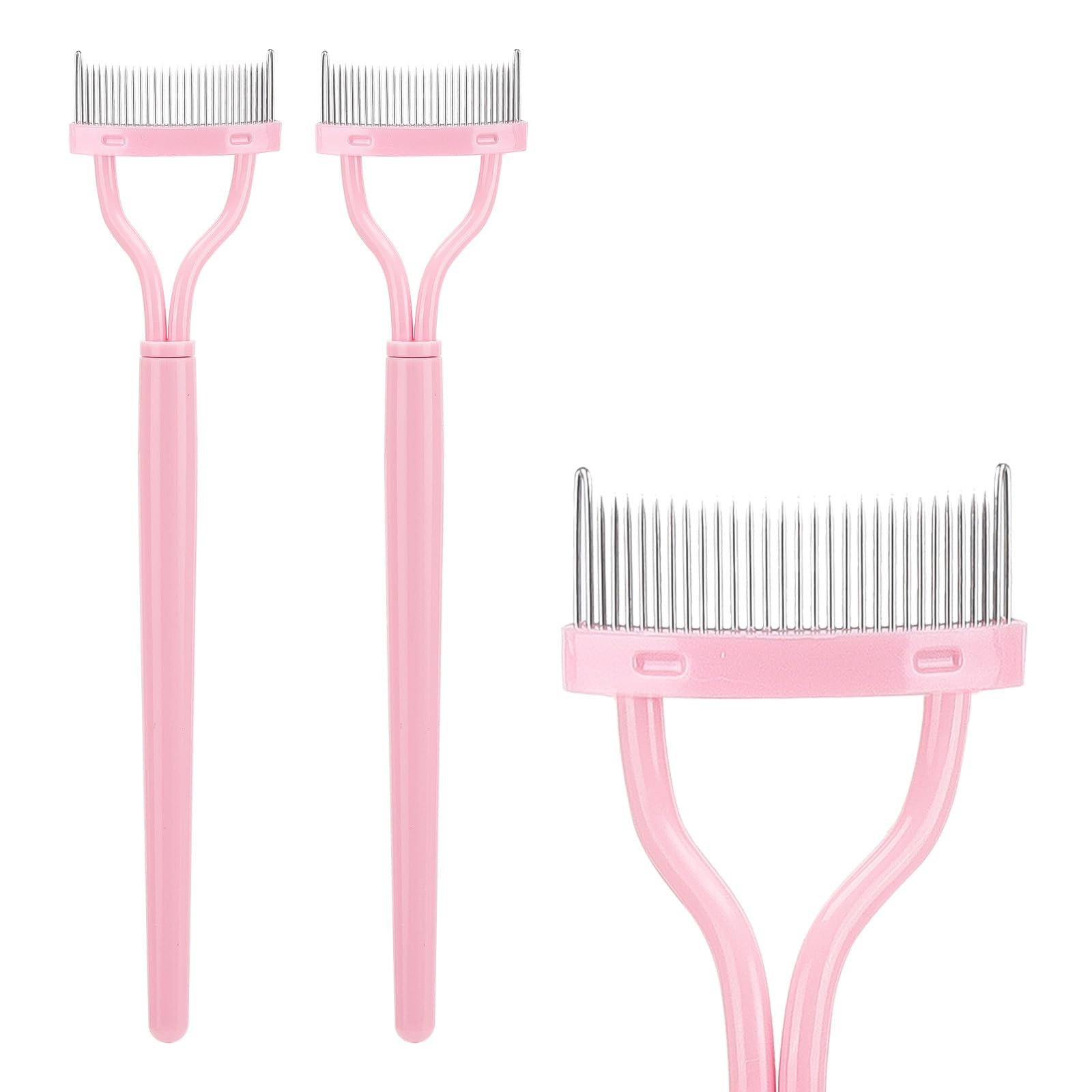 2 Pcs Eyelash Separator Tool Mascara Brushes 2 Count（Pack of 1）, Light Pink
