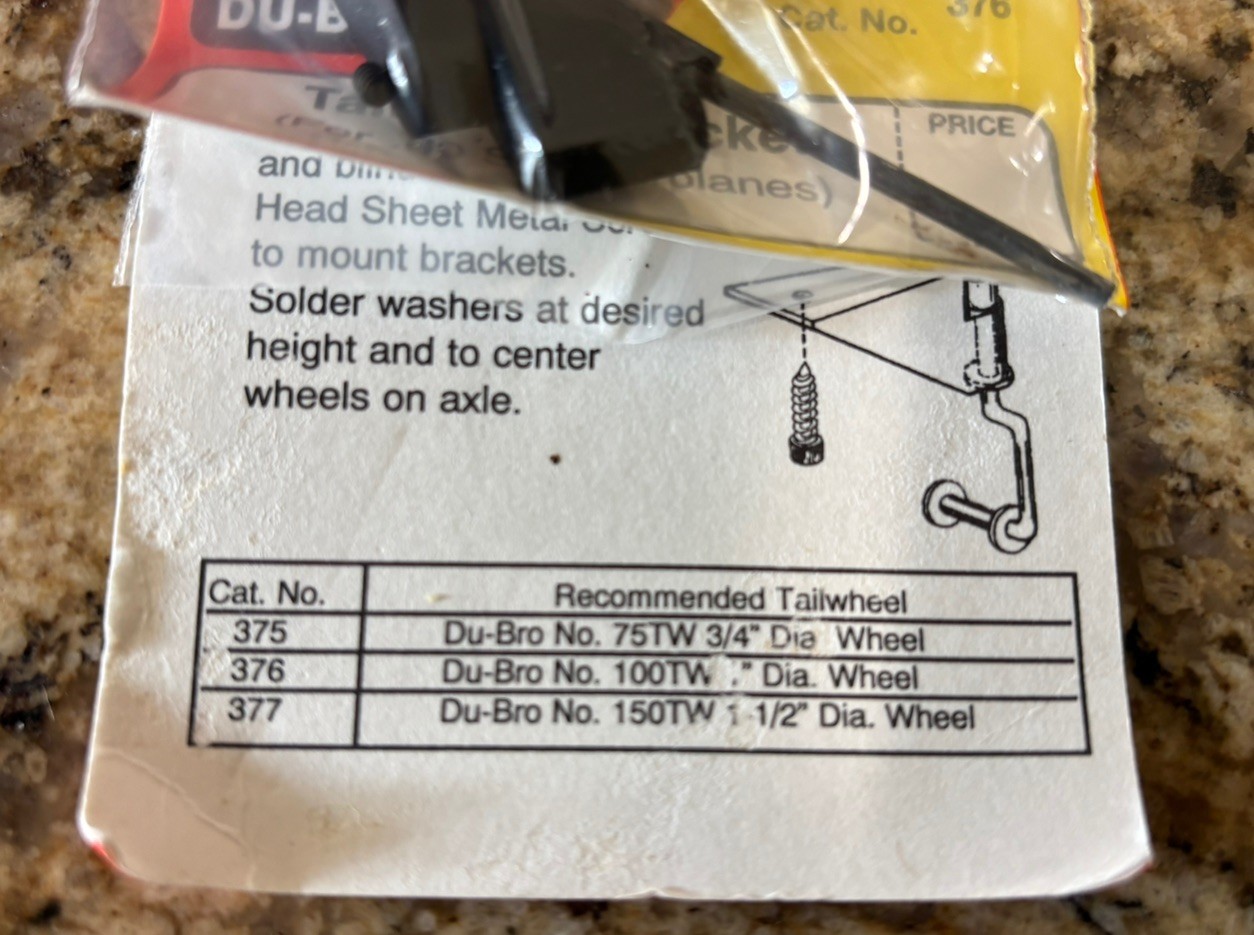 2x Du-Bro Tailwheel Bracket For .60 Size Airplanes - DUB376 - New - QTY2
