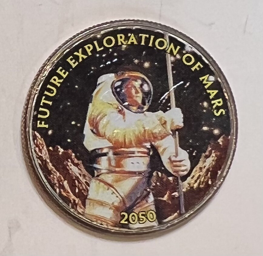 Future Exploration of Mars Colorized Clad Kennedy Half Dollar 50C