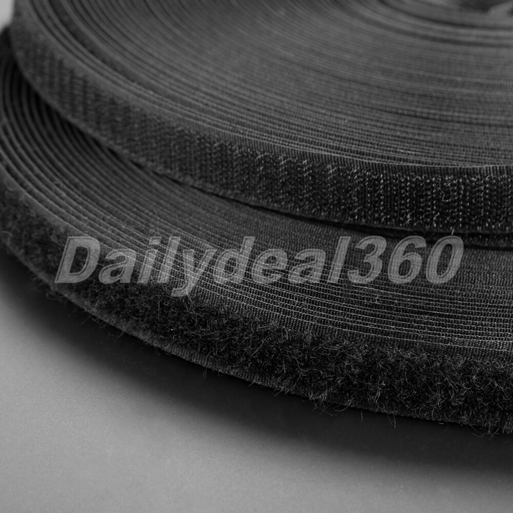 25m Hook and Loop Tape 2/2.5cm Width Sew-On Craft Fastener Tape White/Black