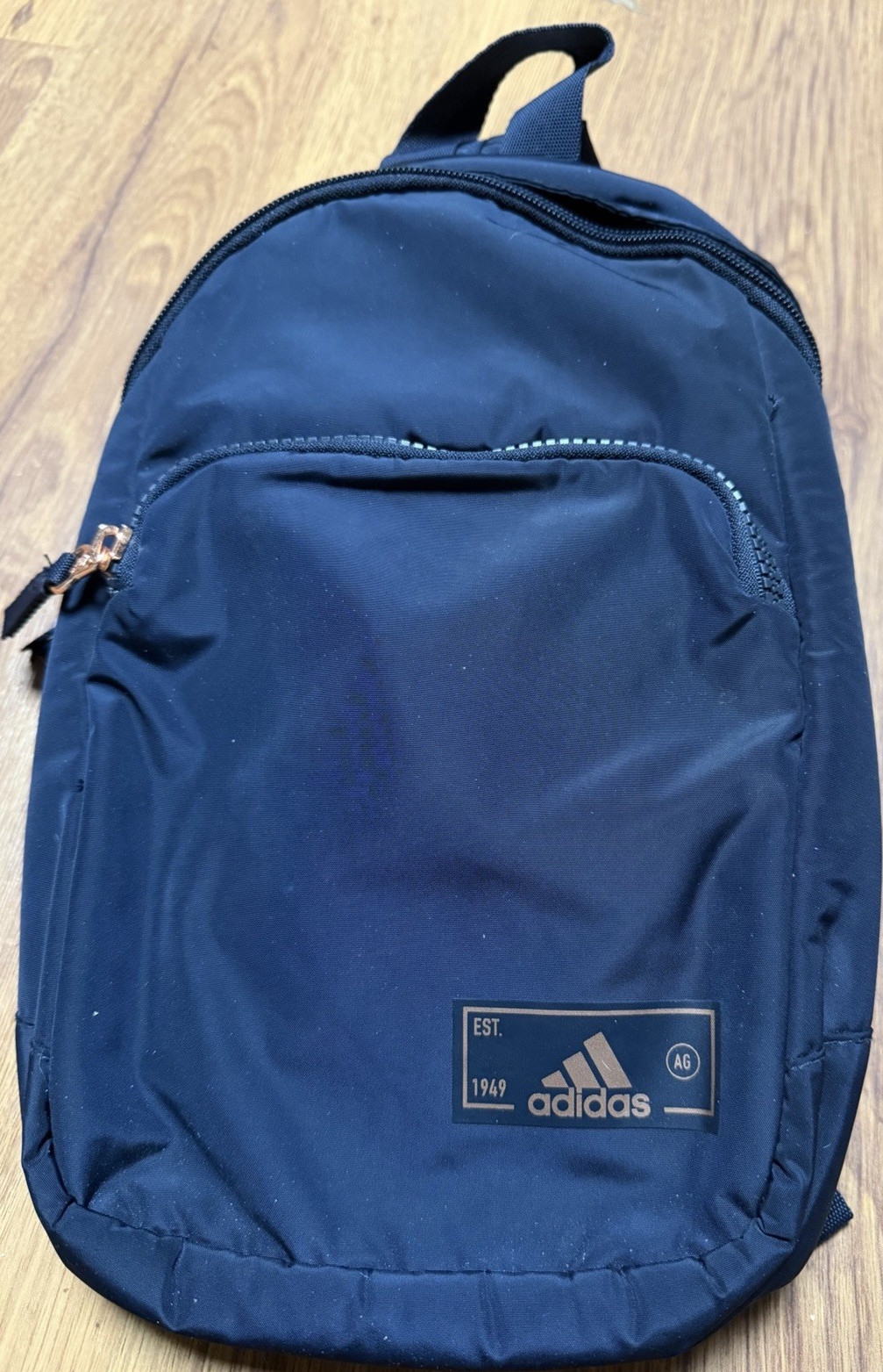 adidas Navy Blue Nylon Cross Shoulder Gym Bag Adjustable Strap Zip Pockets