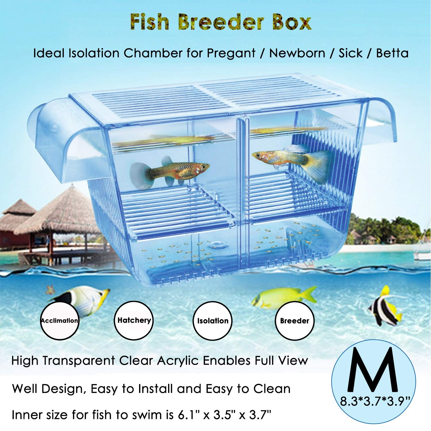 Cepetsma Fish Breeder Box - Hang-On Nursery Fish Tank with Breeding Hatchery, Pe