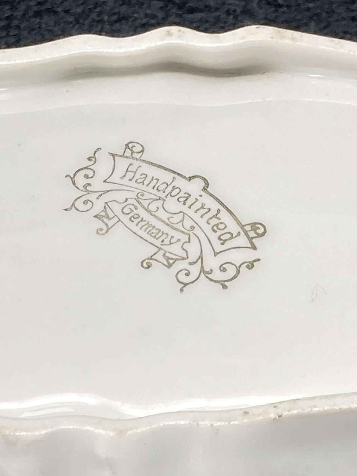 Hand Painted German Center Handle Floral Dish