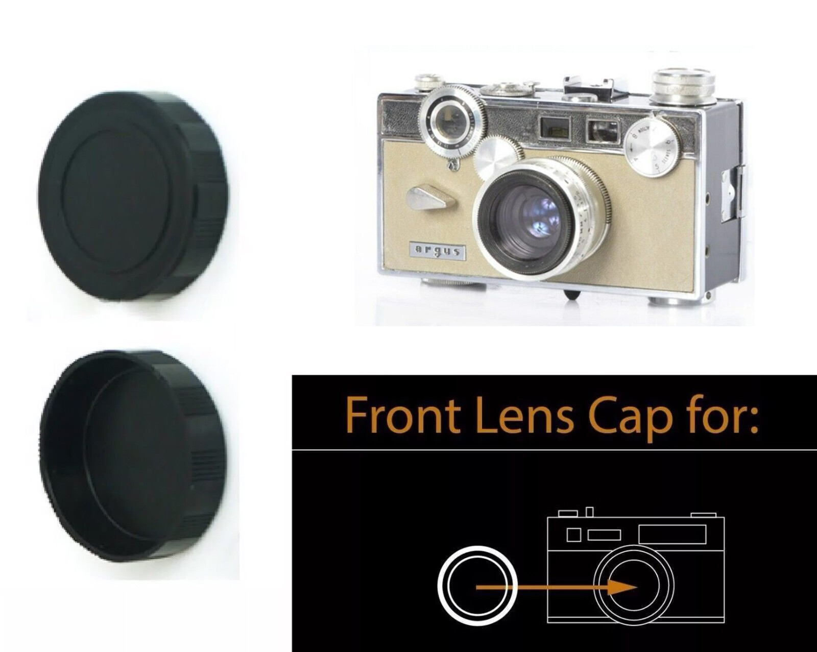 X1 Push-On Camera Lens cap cover for Argus C3 Matchmatic with Cintar 50/2.8 lens