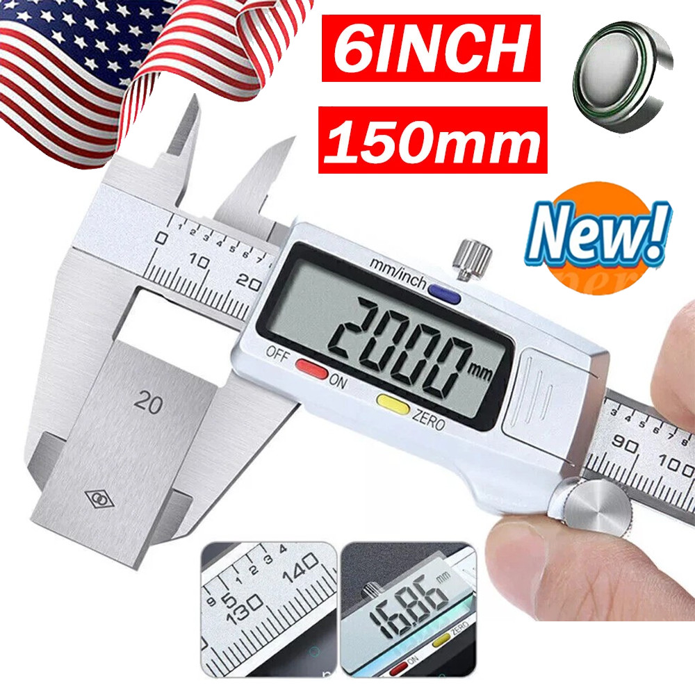 Digital Caliper Micrometer LCD Gauge Vernier Electronic Measuring Tool 6" 150mm