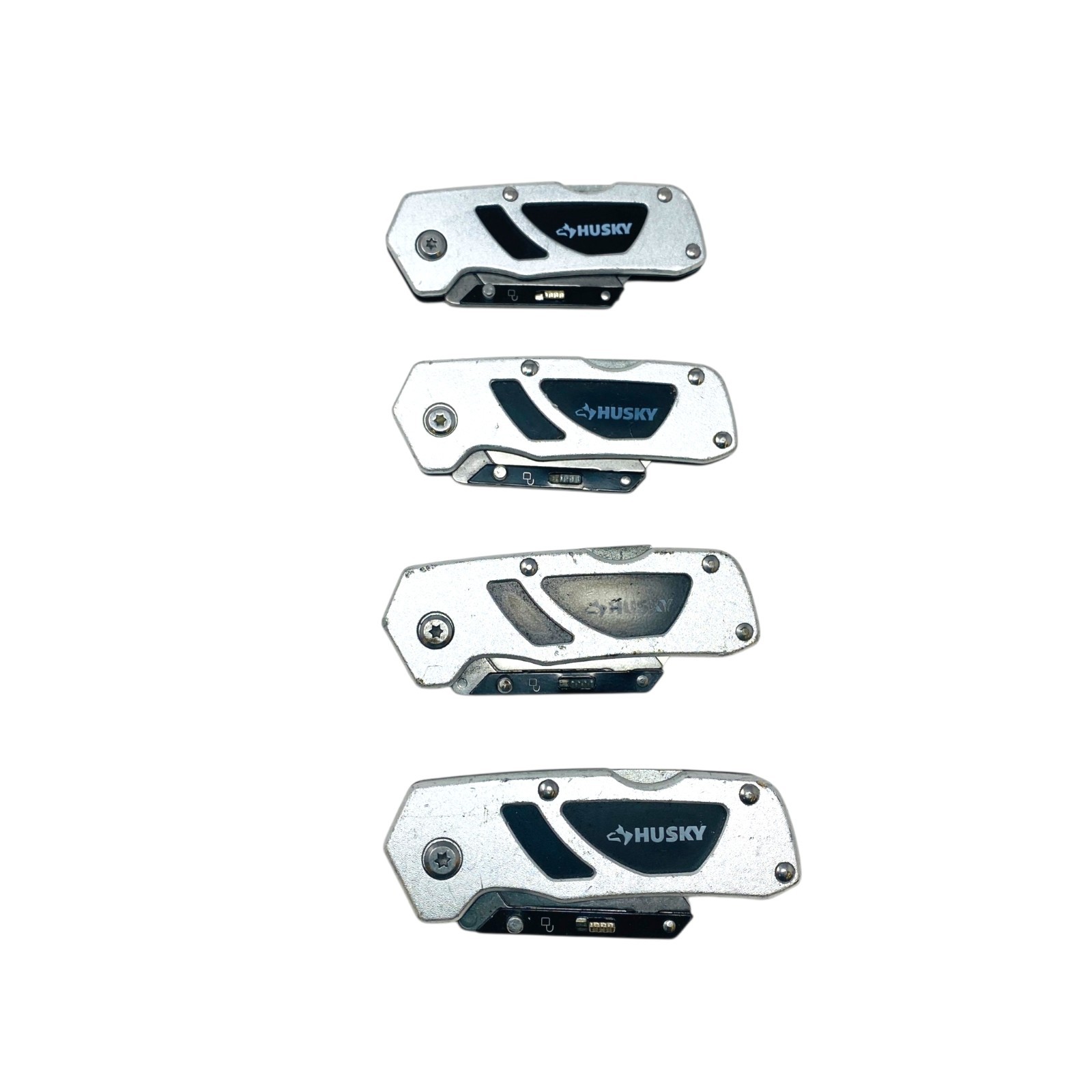 Husky Silver Folding Utility Knife Box Cutter Lot of 4