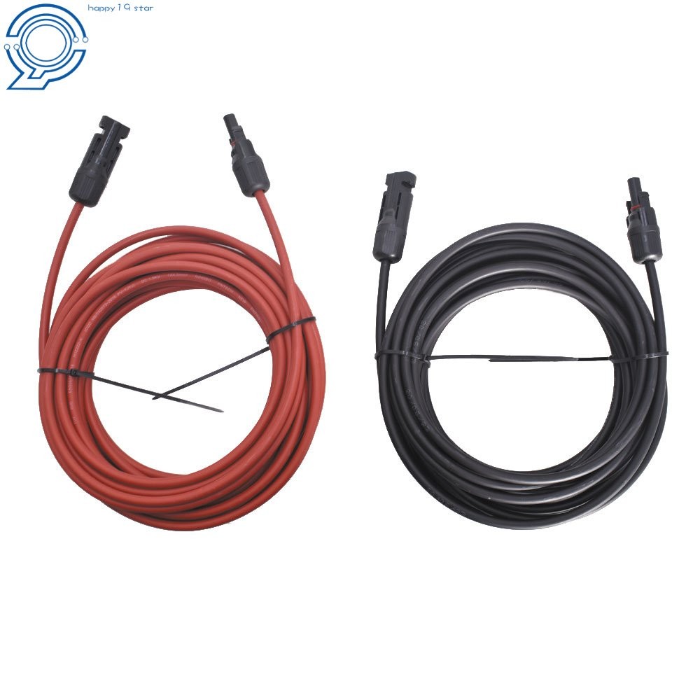 1 Pair 30 FT Black + Red 12AWG Solar Panel Extension Cable Wire Connector