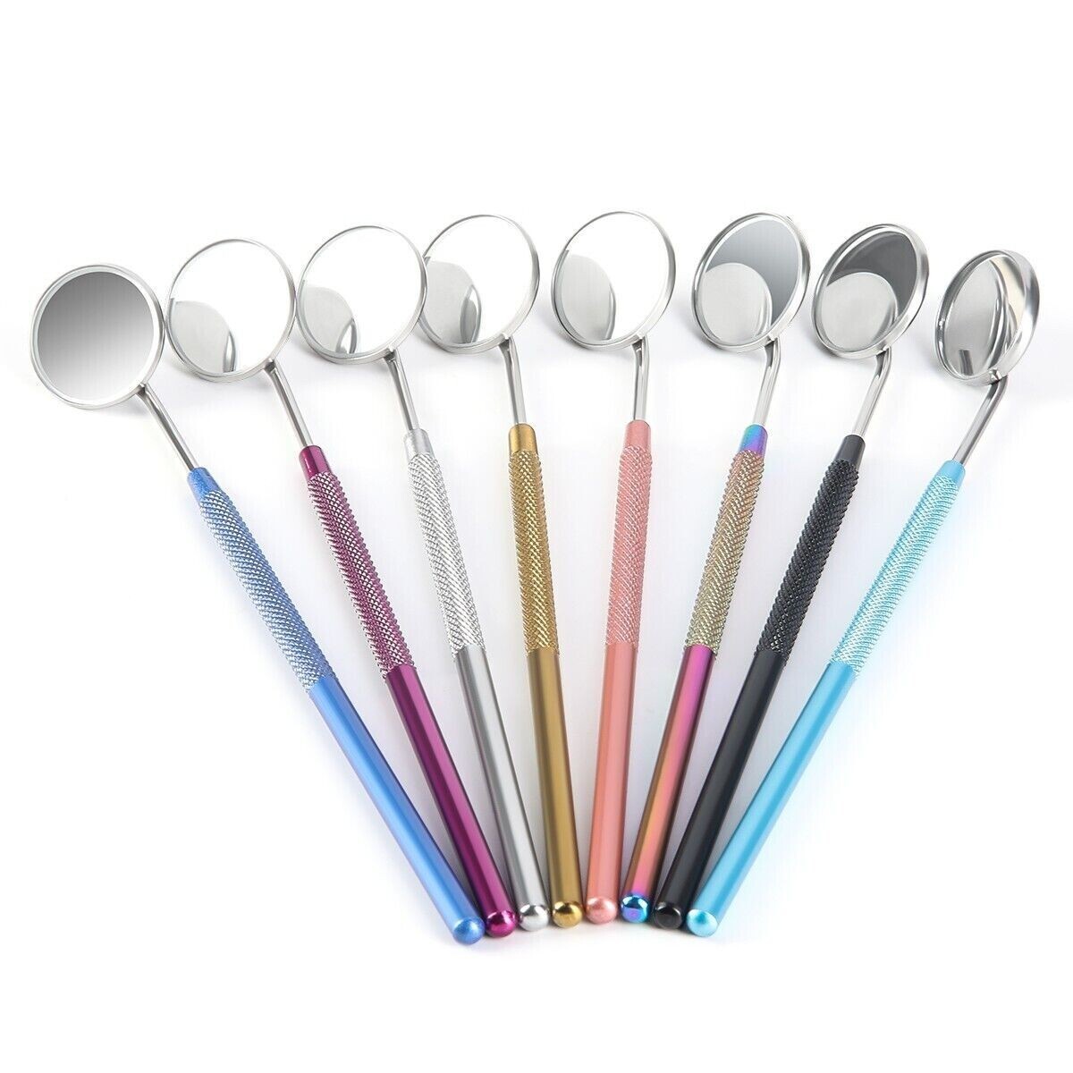 8Pcs/Set Dental Removable Stainless Steel Colorful Mouth Mirrors Non-slip Handle