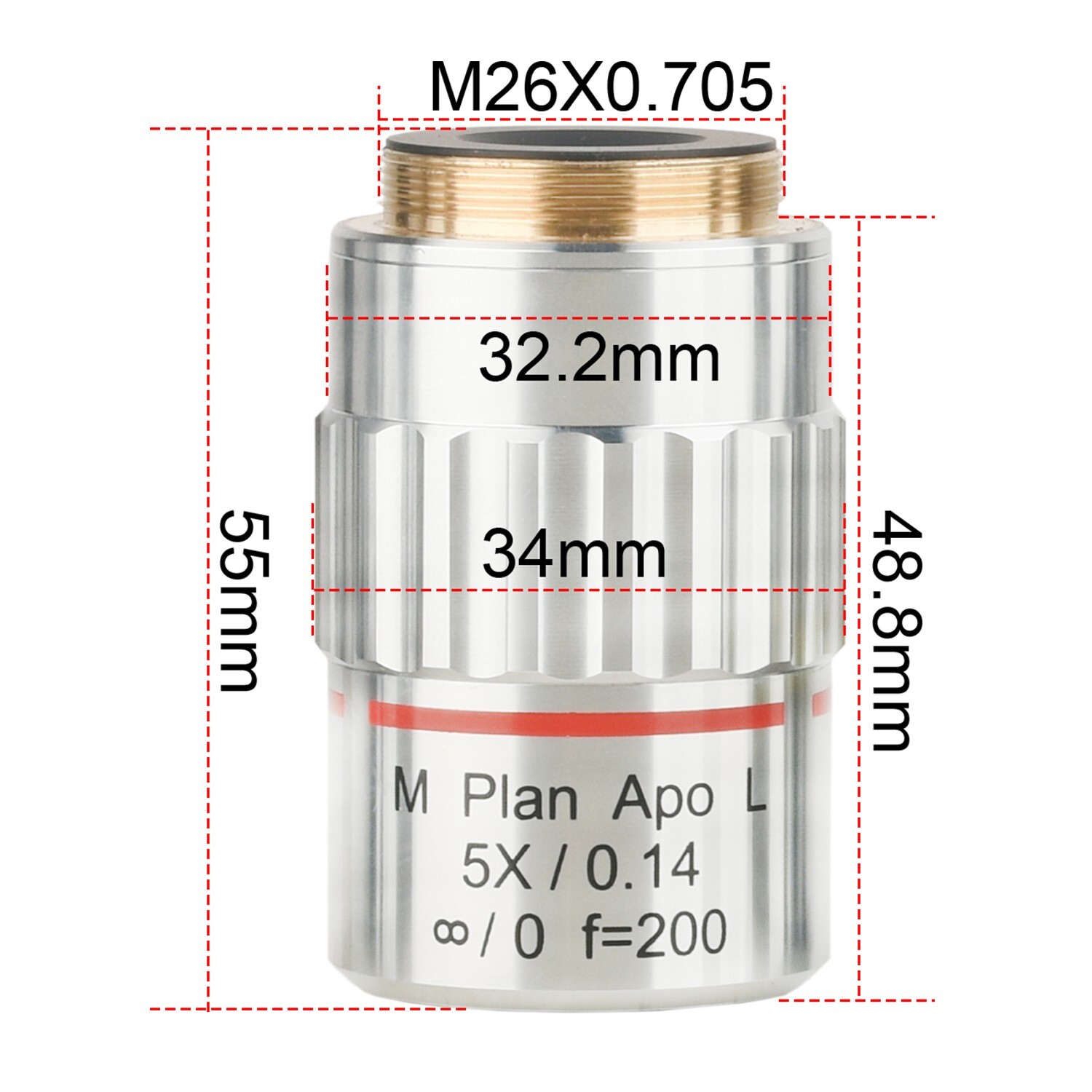 5X Infinite far Long Working Distance Metallographic Microscope objective