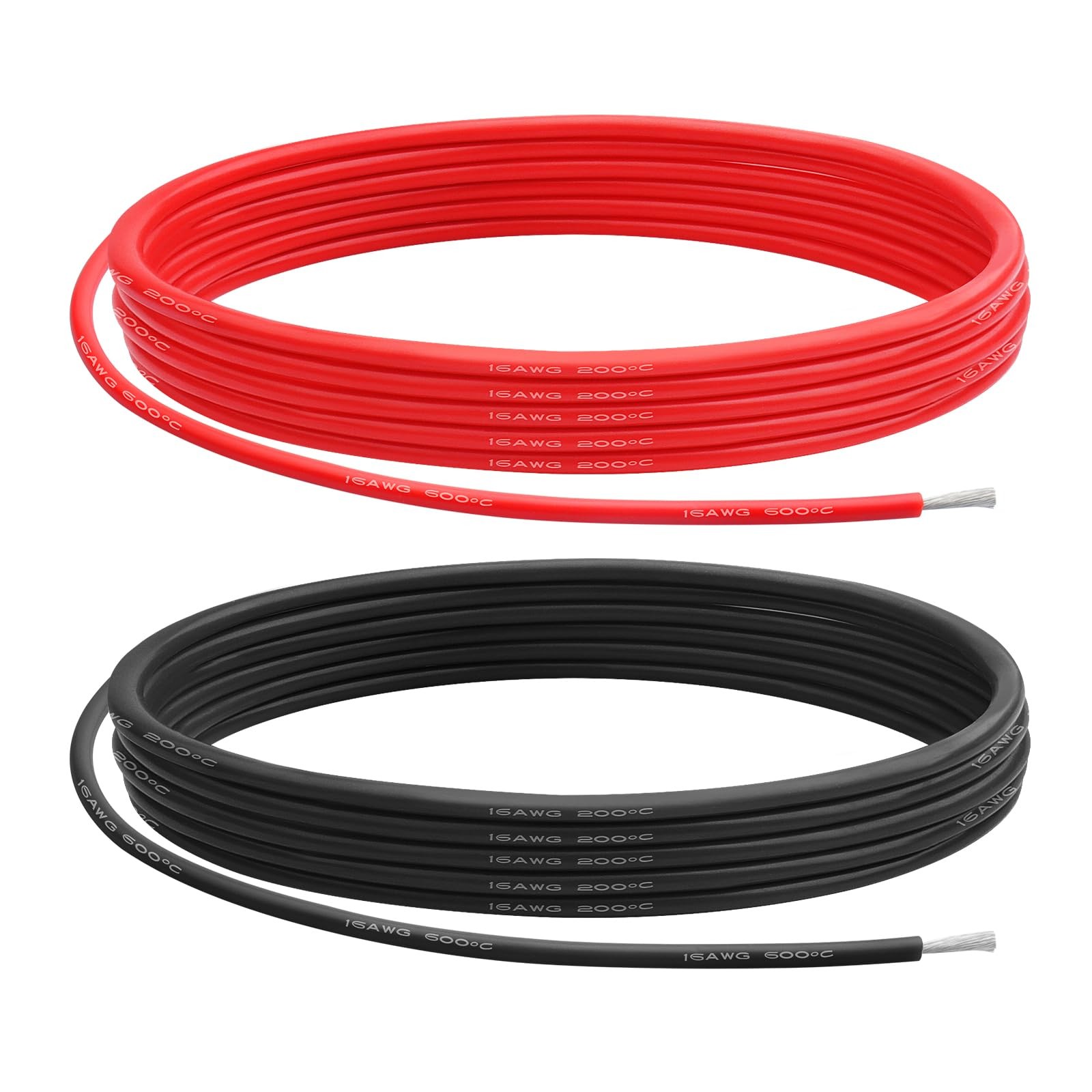 16 AWG Gauge Silicone Wire Electrical Cable（10ft red &10ft Black） Red, Black