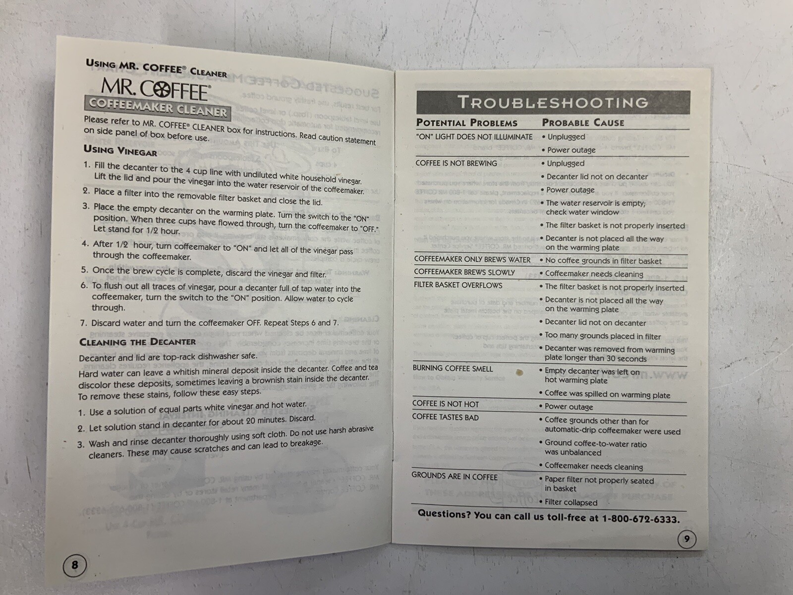 User Manual Mr Coffee Models TF4 & TF5 PreownedBookCom PreownedKitchenCom