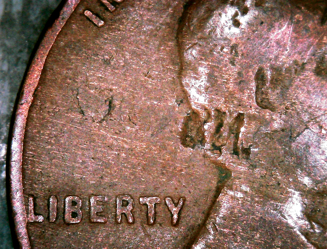 1942 P Lincoln wheat cent, lamination error
