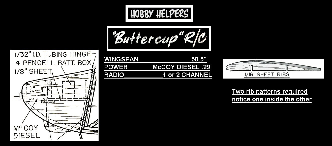 RC Plans and Patterns BUTTERCUP R/C Wingspan 50"