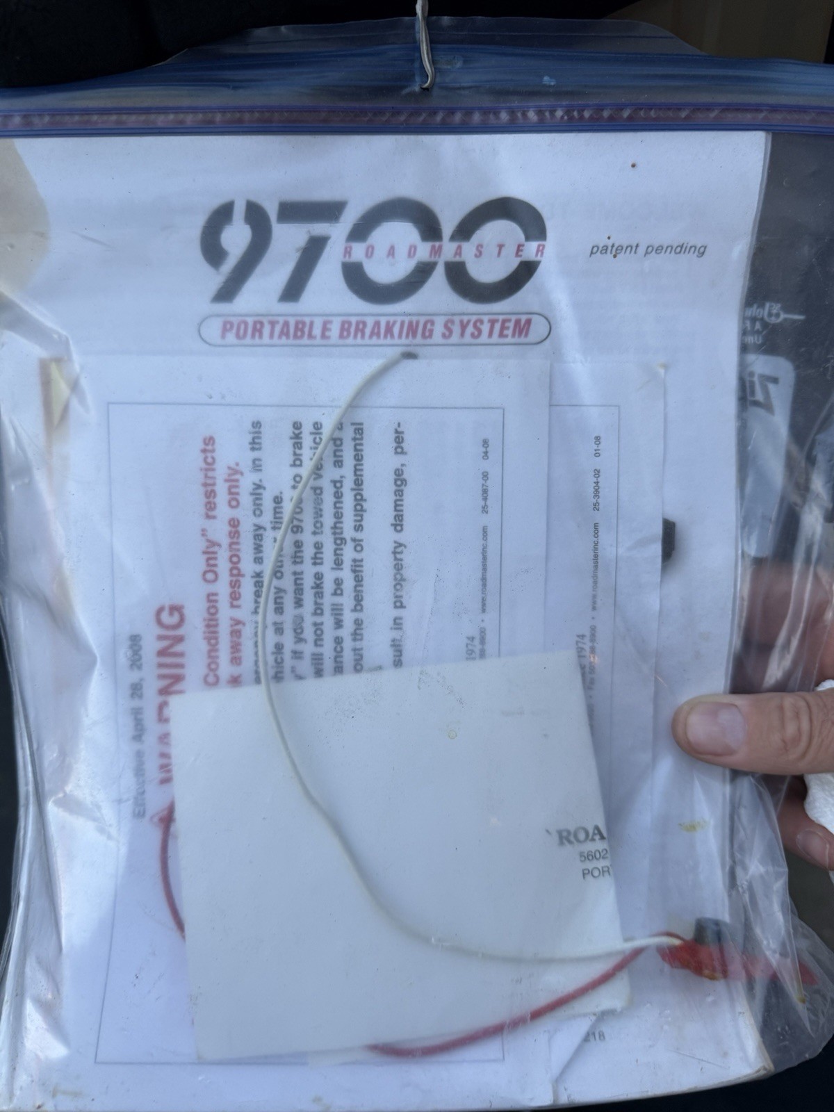 Roadmaster 9700 Portable Braking System RV Tow Brake Untested