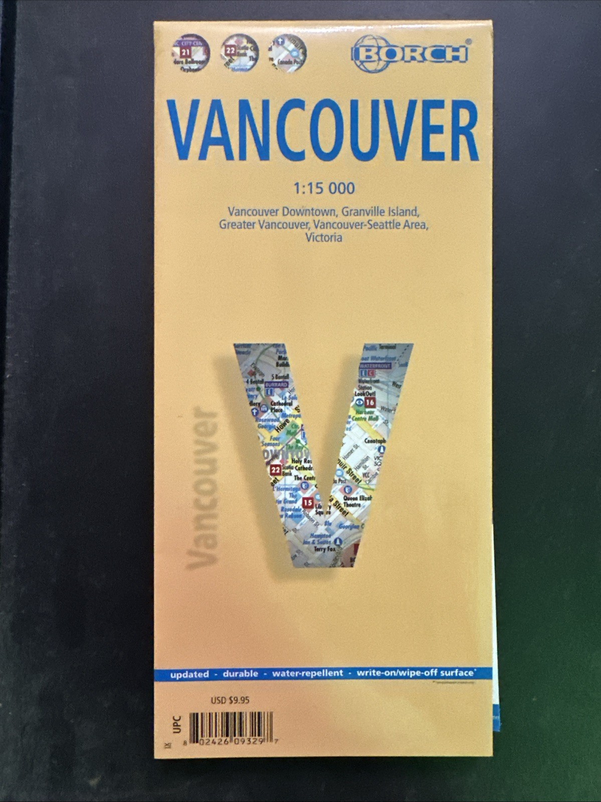 Map of Vancouver, Canada, Laminated & Folded by Borch Maps