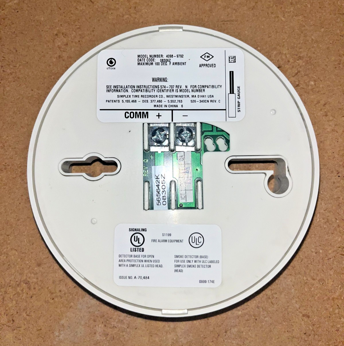 New, Simplex Duct Detector Sensor Base, White, 4098-9792