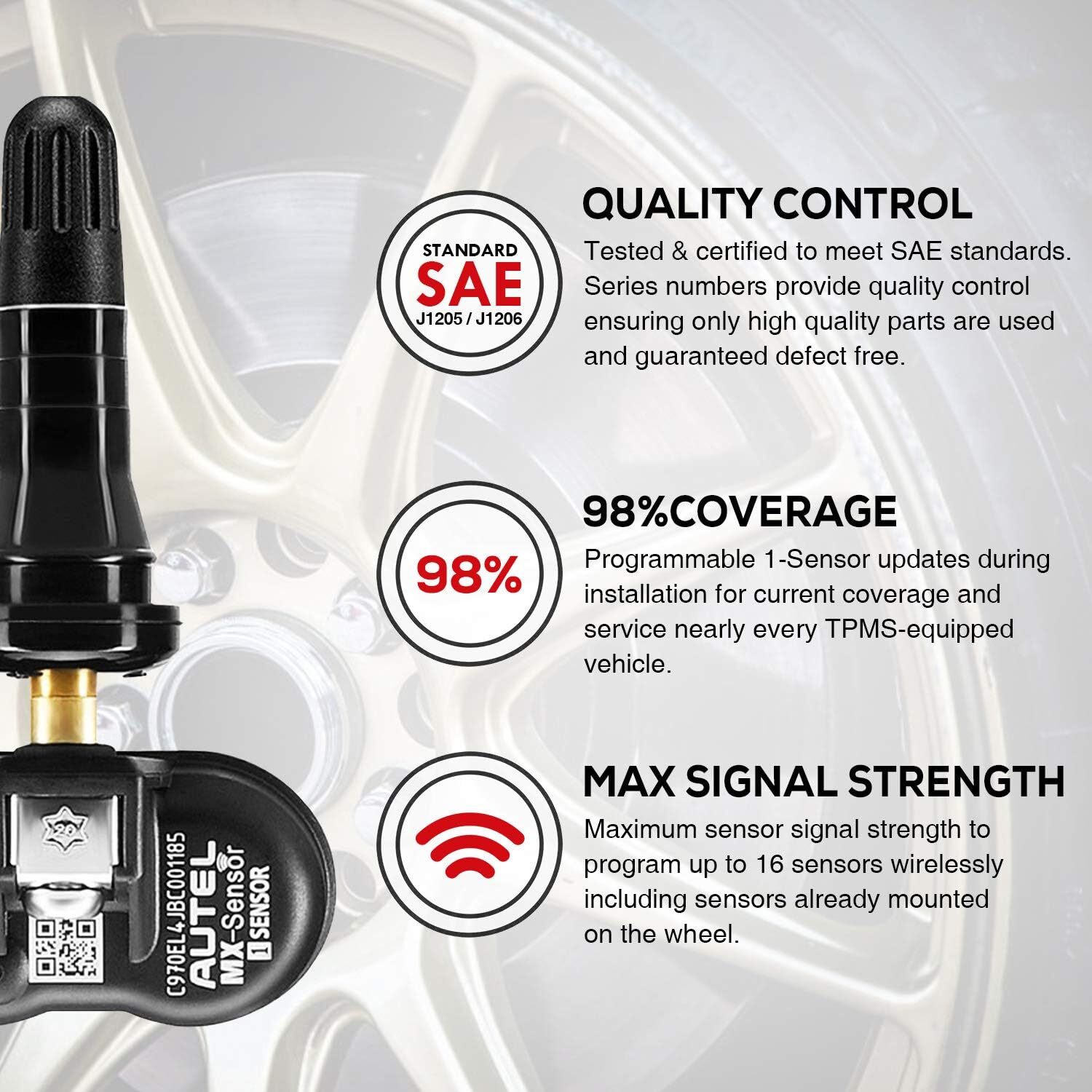 Autel MX-Sensor 315MHz & 433MHz Programmable TPMS Universal Tire Pressure Sensor
