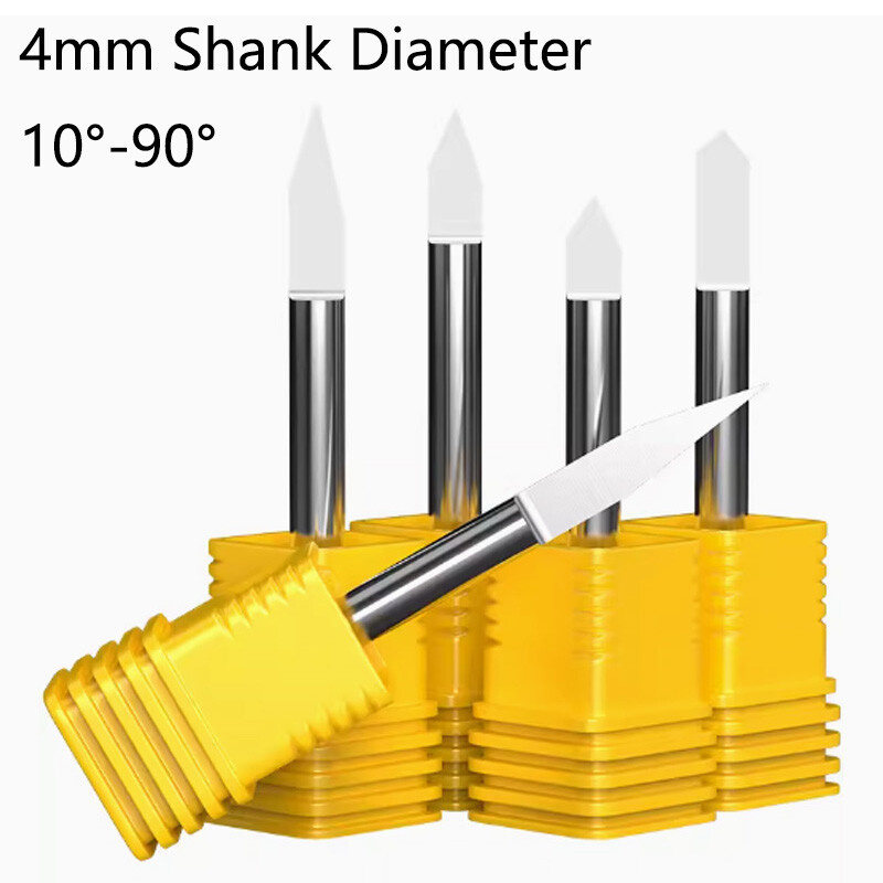10°-90° Flat Bottom Carving Knife Milling Cutter CNC Engraving V Bit 4mm Shank
